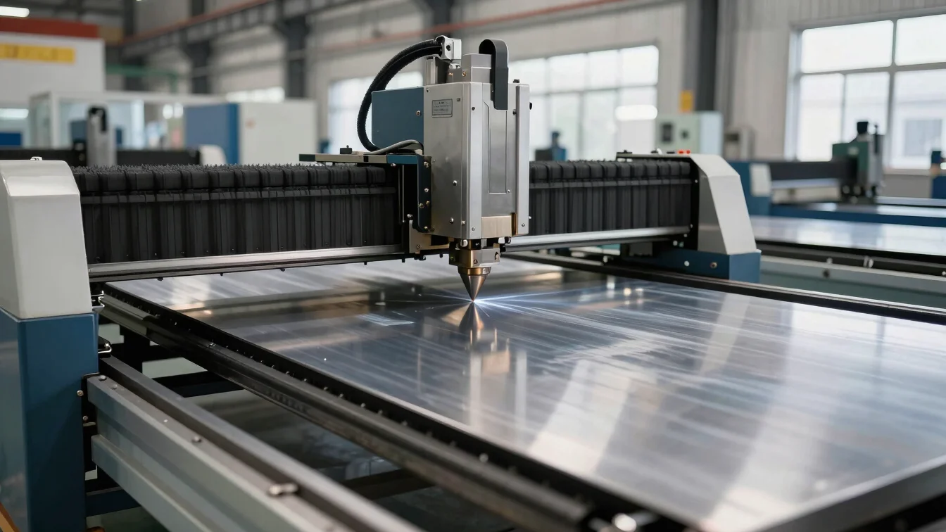 Advanced automated laser cutting machinery shaping heavy gauge me