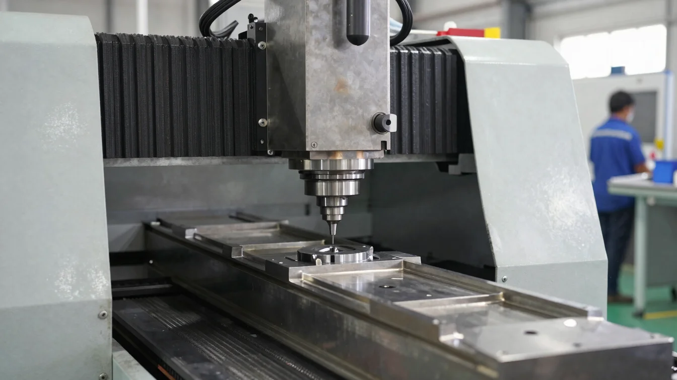 Advanced CNC milling machinery operating on heavy metal structura